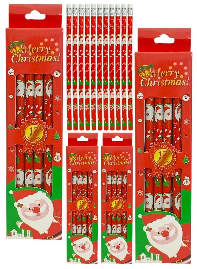 AMYCAUR Christmas Pencils, Pencils with Eraser for Kids, Cartoon Pencils Set with Eraser, Pencils for Kids, Christmas Return Gift for Kids, Thick Strong Grip Pencils for Kids (Pack of 5) - Image 1